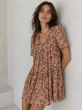THE KOOPLES Floral Babydoll Mini Dress Romantic Boho Chic Parisian